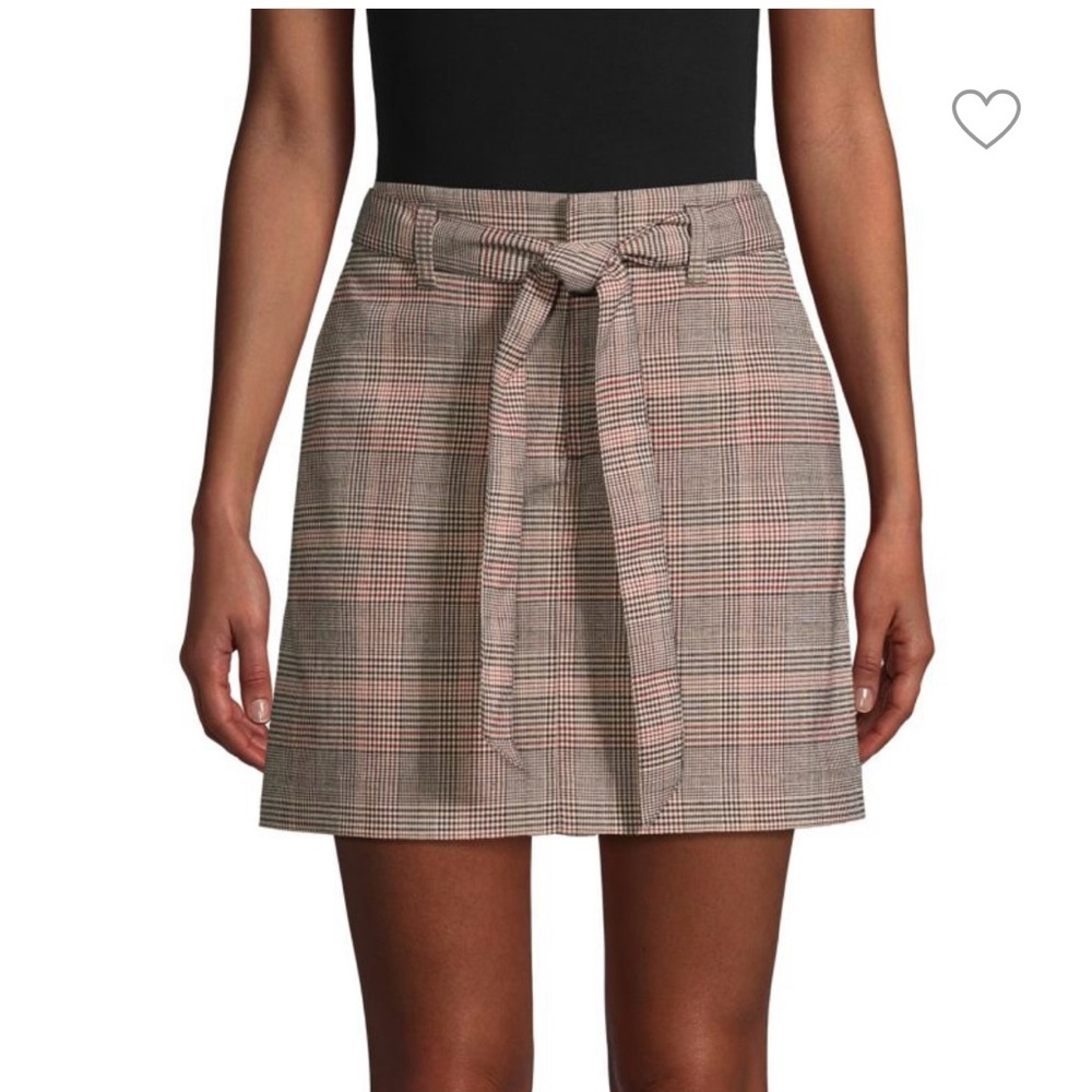 SANCTUARY Plaid Mini Skirt Brown Inland Tie Front Sashed